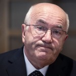 Il presidente della Figc Carlo Tavecchio al termine del consiglio federale della Figc presso la sede della Federcalcio. Roma 18 agosto 2014. ANSA/ANGELO CARCONI